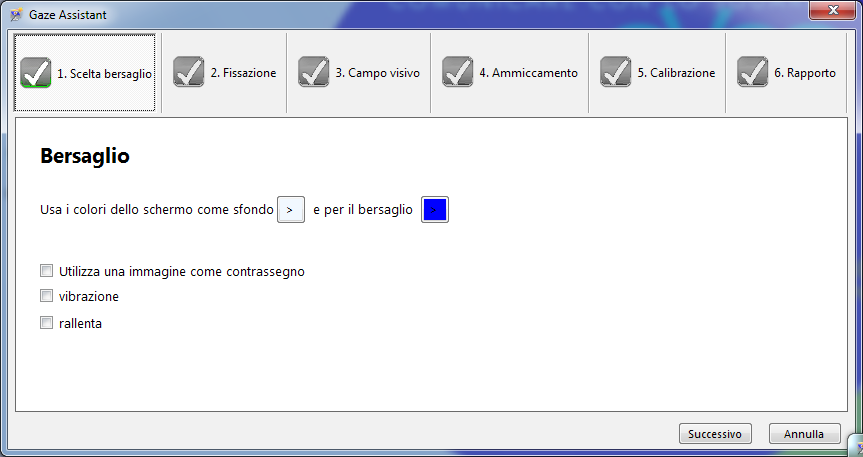 Gaze Asssitant - Scelta e configurazione stimolo