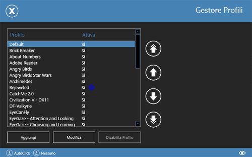 IntelliGaze 4.0 Nuova funzionalità -Gestione PROFILI