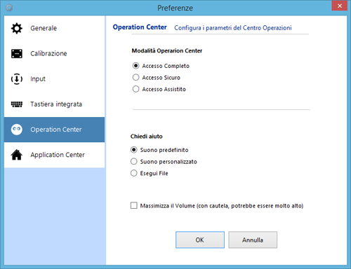 IntelliGaze 4.0 Preferenze - Operation Center LICENZA