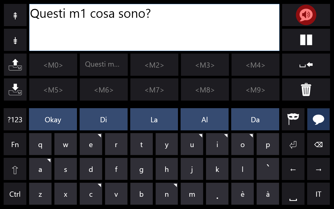 IntelliGaze 4.2 tastiera QWERTY con pagina Comunicazione